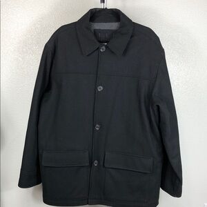 Vintage Old Navy Overcoat Black Wool Blend Men's Size Large Pea Coat